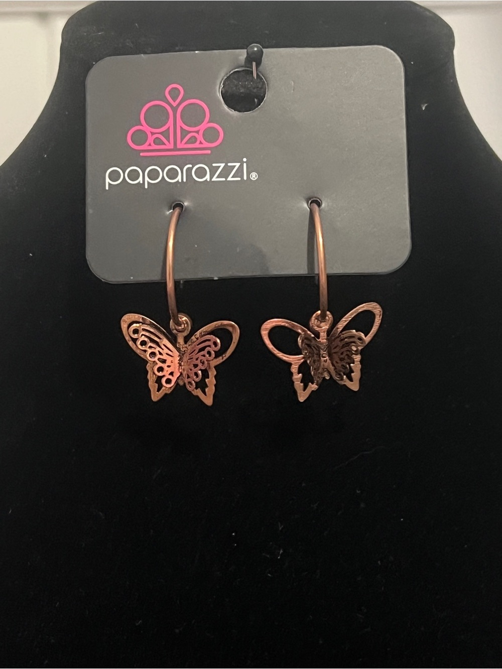 Paparazzi Rose Gold Butterfly Hoop Earrings